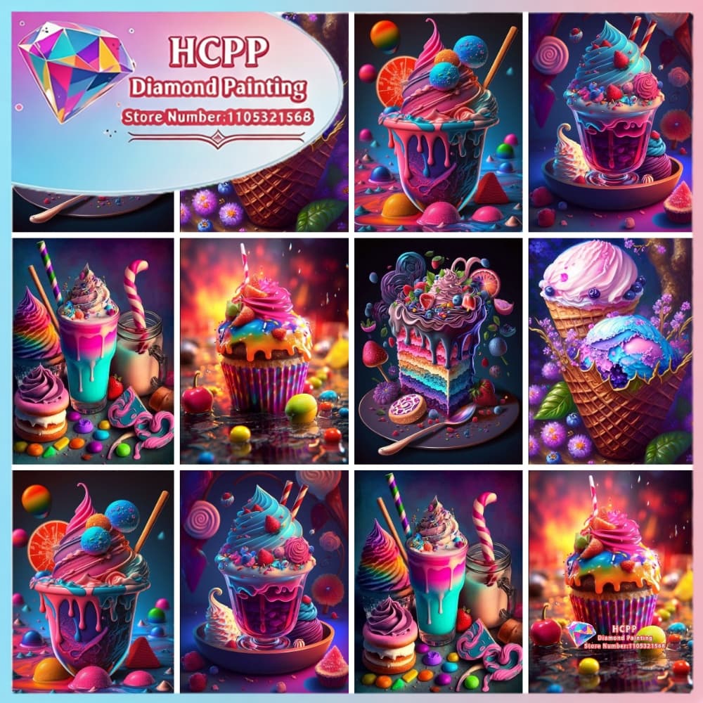 Art Craft Ice Cream - Ice Cream Cake Food Diamond Painting