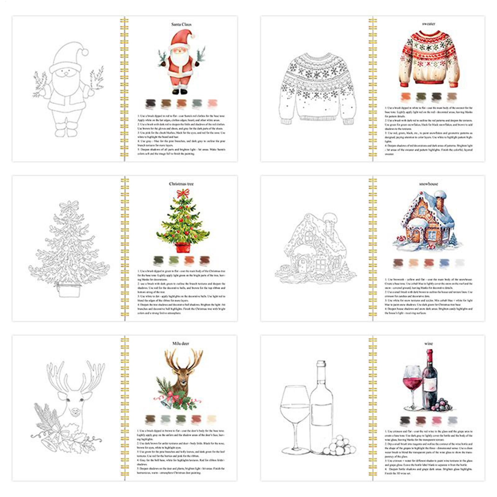 Art Craft Books - Beginner Watercolor Workbook Christmas Watercolor Workbooks