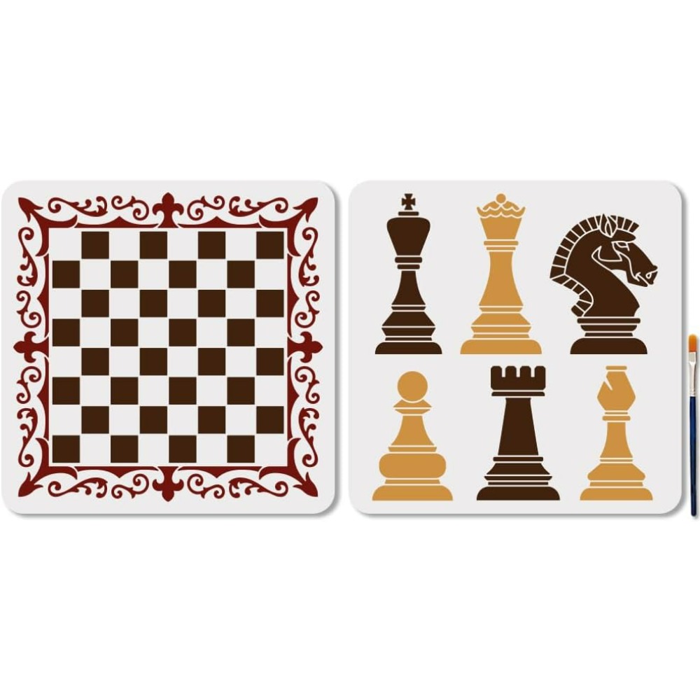 Art Craft Board - 2Pcs Chess Pieces Stencil Lace Chess