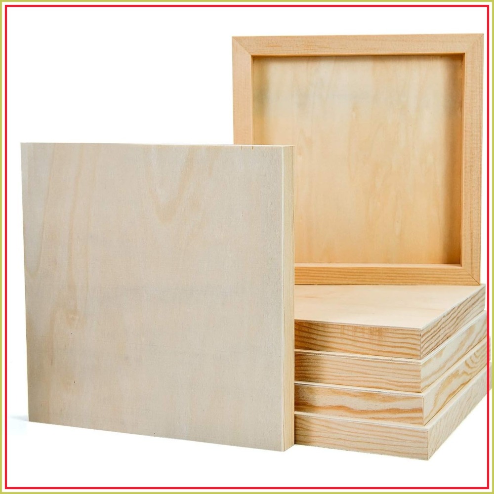 Art Craft Board - 6 Pack 8x8 Inch Unfinished Wood