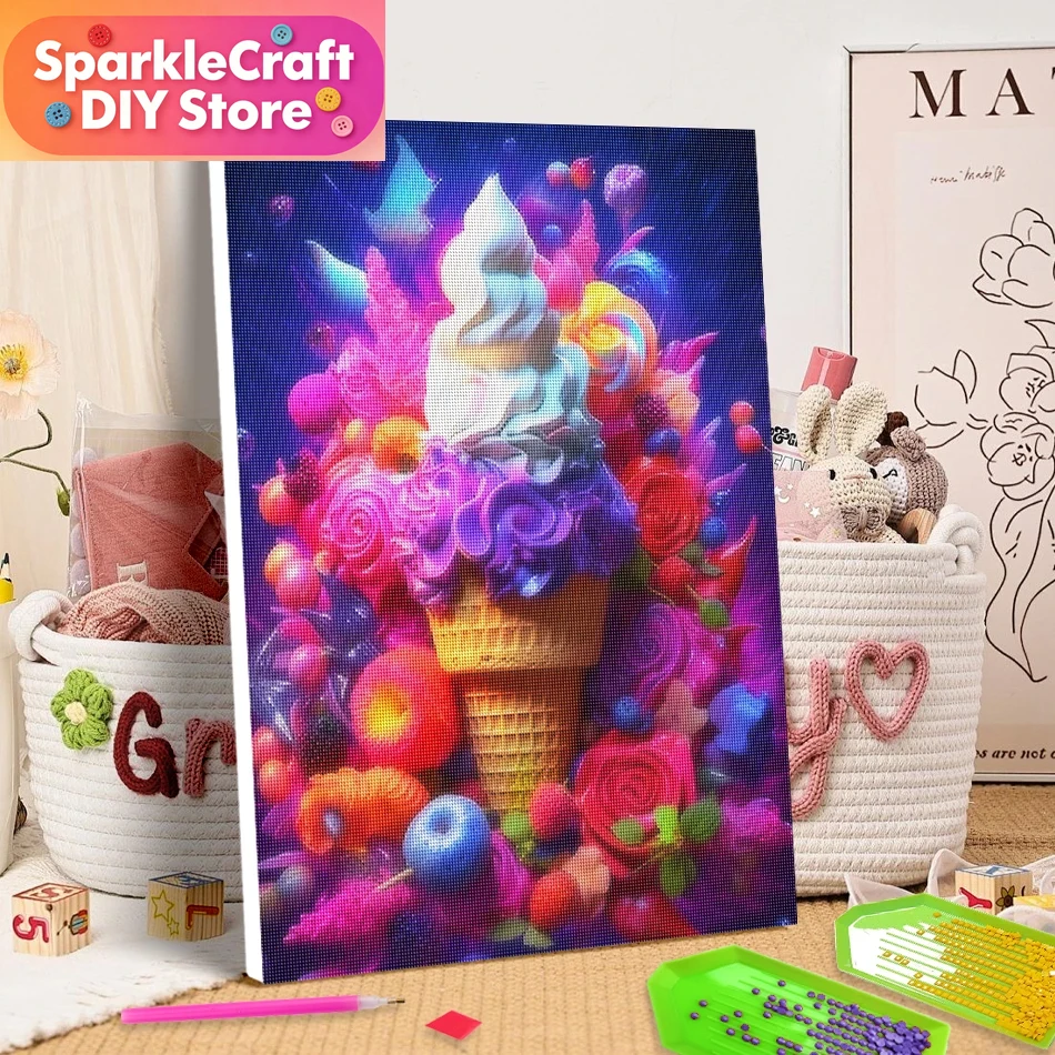 Art Craft Ice Cream - 1pc frameless 5D Diamond Painting Abstract