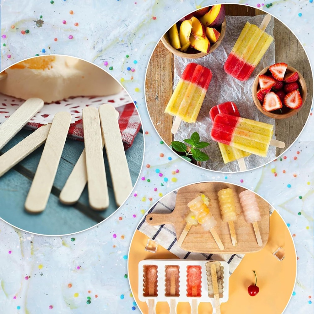 Art Craft Ice Cream - 210 Pcs Natural Wood Ice Cream