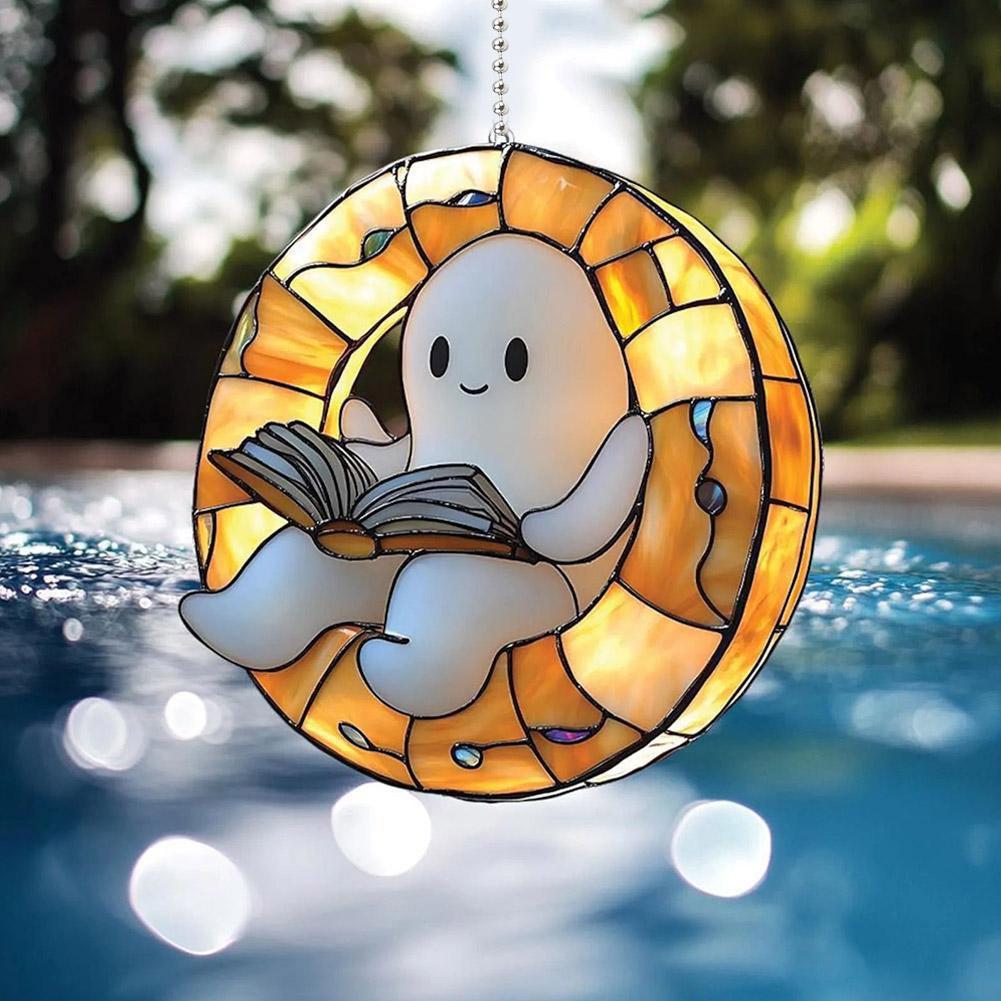 Art Craft Books - 2D Flat Acrylic Halloween Ghost Reading