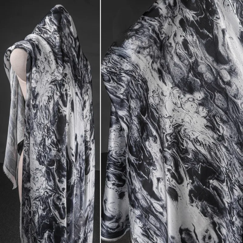 Silk Painting Dye - Black Chiffon Fabric Ink Painting Description