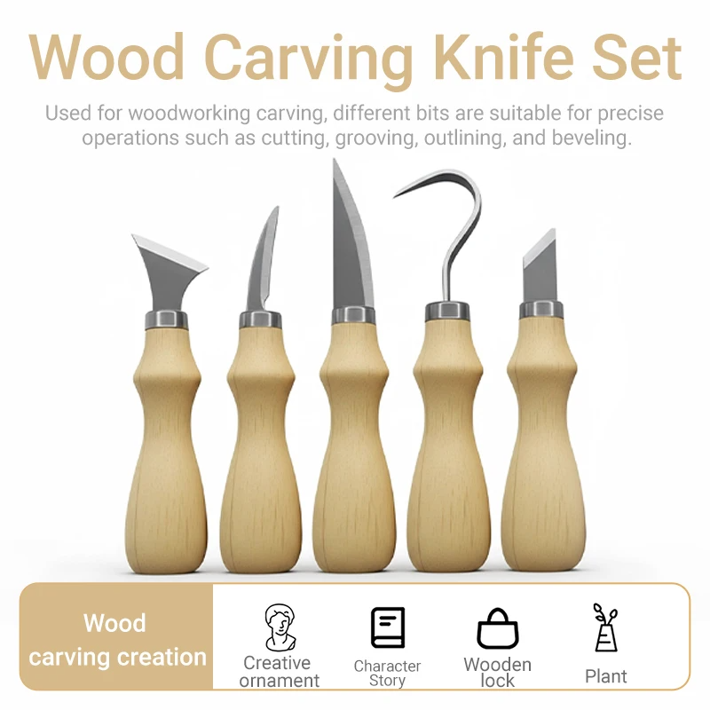 5Pcs Wood Carving Tools Set,Cu - Art Craft Knife 评论和价格