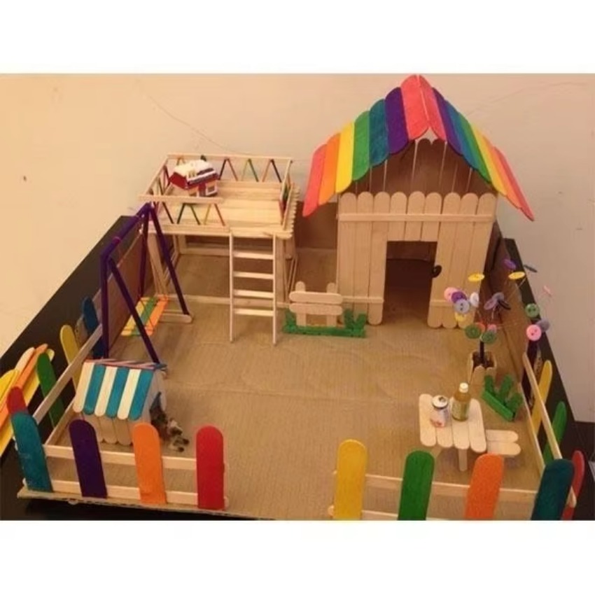50Pcs Lot Natural Colored Wood - Art Craft Ice Cream 评论和价格