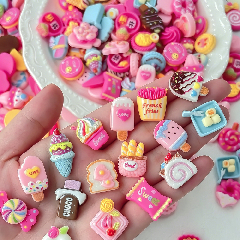 50PCS Cute Mini Dessert Resin  - Art Craft Ice Cream 评论和价格