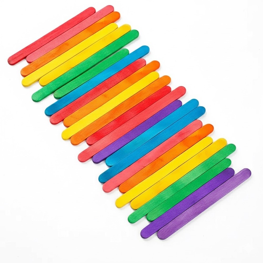 50Pcs Colored Wooden Popsicle  - Art Craft Ice Cream 评论和价格
