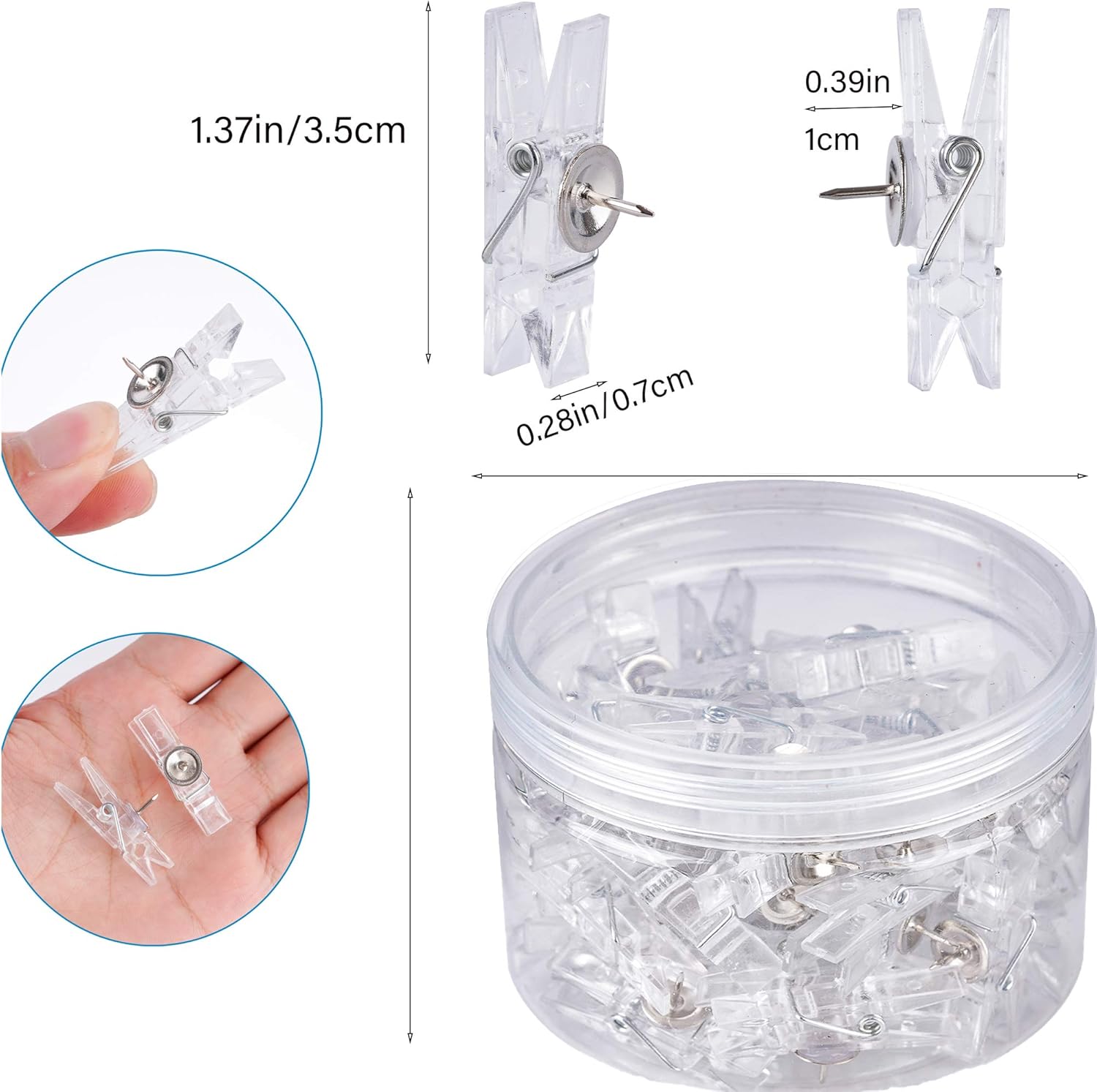 60Pcs Clear Decorative Push Pi - Art Craft Board 评论和价格