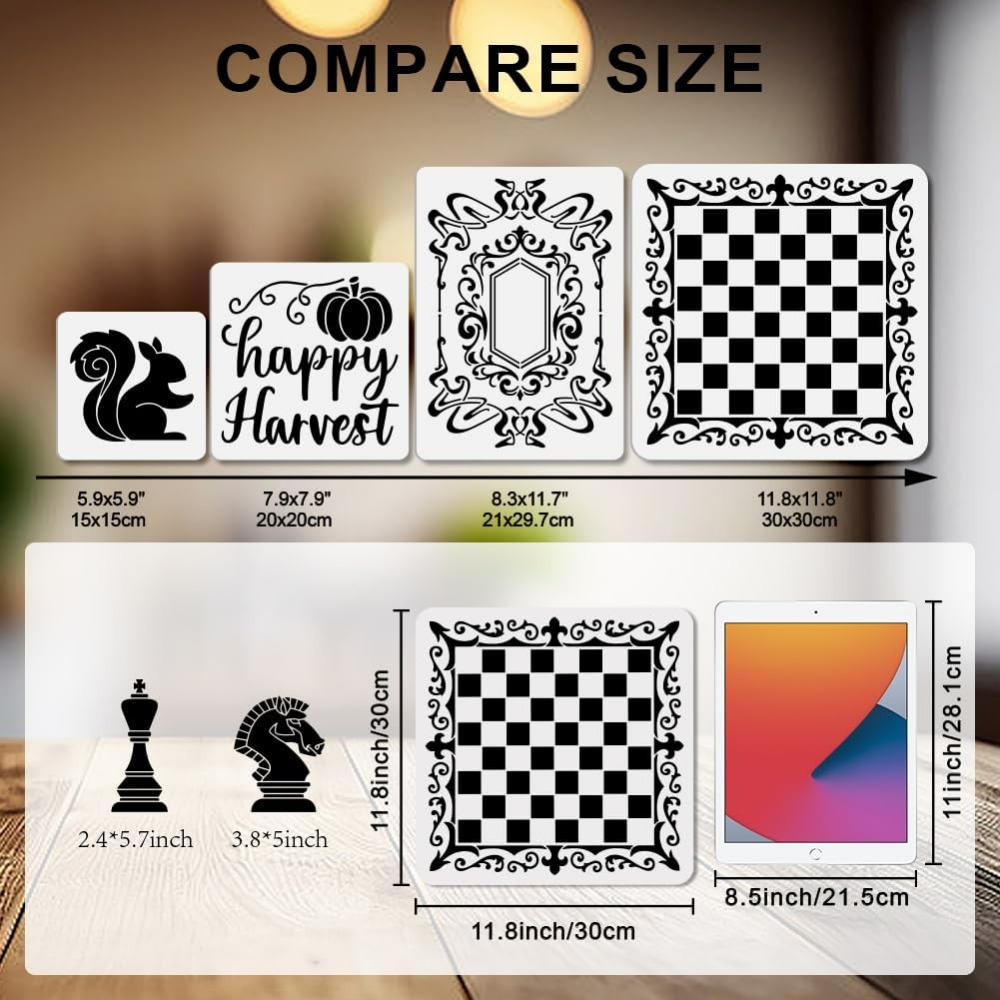 2Pcs Chess Pieces Stencil Lace - Art Craft Board 评论和价格