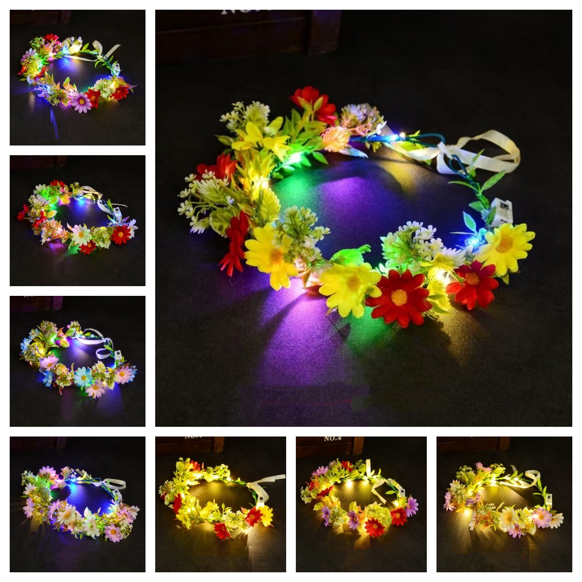 LED Light Up Flower Crown Head - Art And Craft Hair 评论和价格