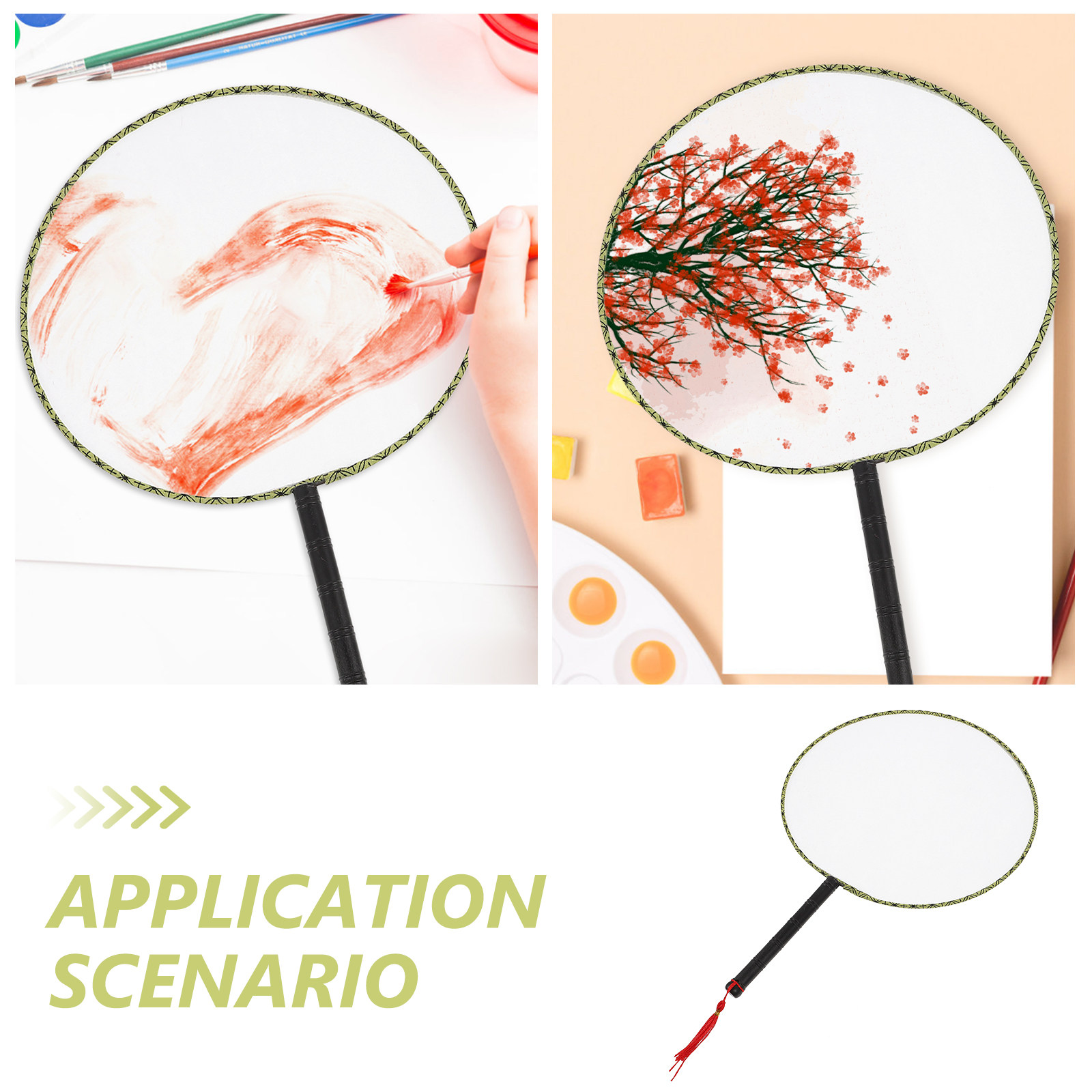 10pcs Painting Fan White Round - Art Craft For Kindergarten 评论和价格